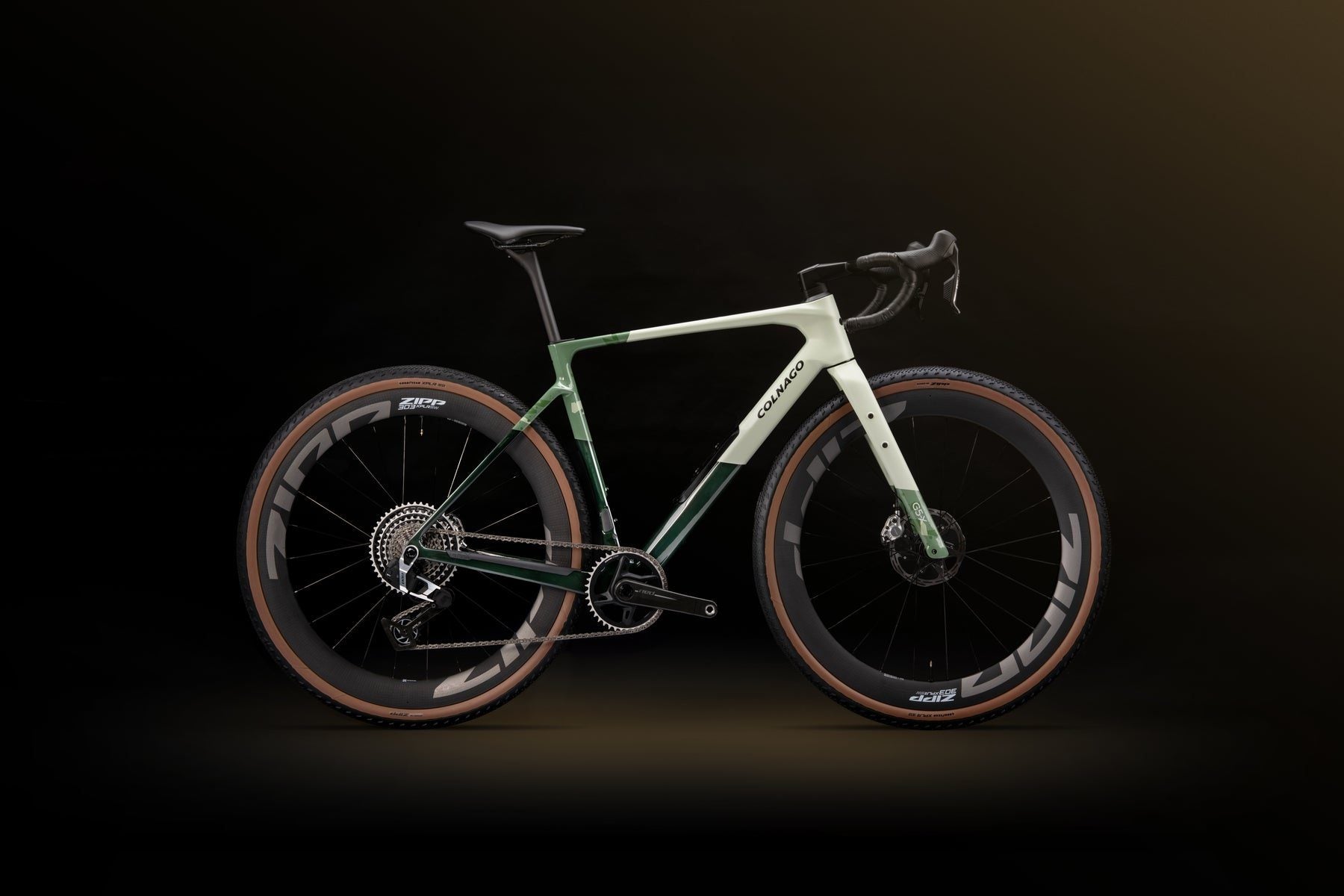 Colnago G5-X G501 Carbon Green and White paint; official RED/Zipp display bike, Rival package supplied with Vision TC45 wheels
