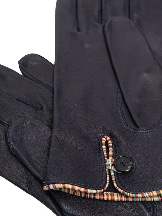 PAUL SMITH - SIGNATURE STRIPE TRIMMED LEATHER GLOVES