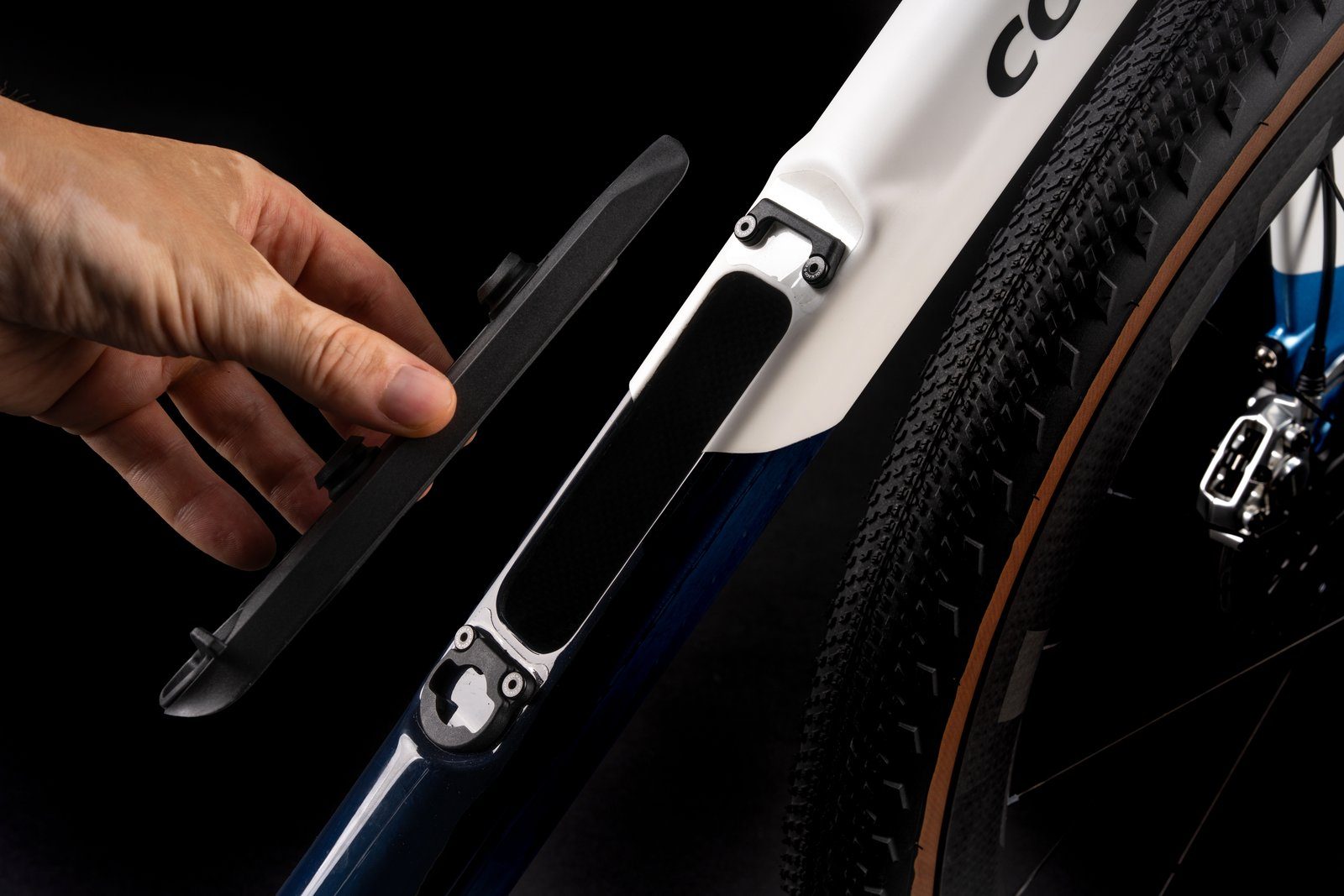 Colnago G5-X internal down-tube storage compartment and removable access plate